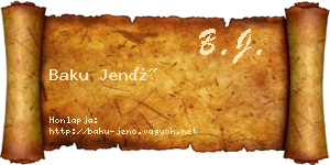 Baku Jenő névjegykártya